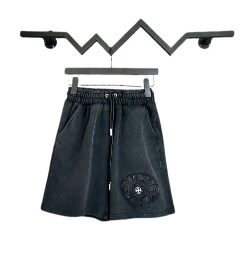 Chrome hearts cross embroidered shorts black